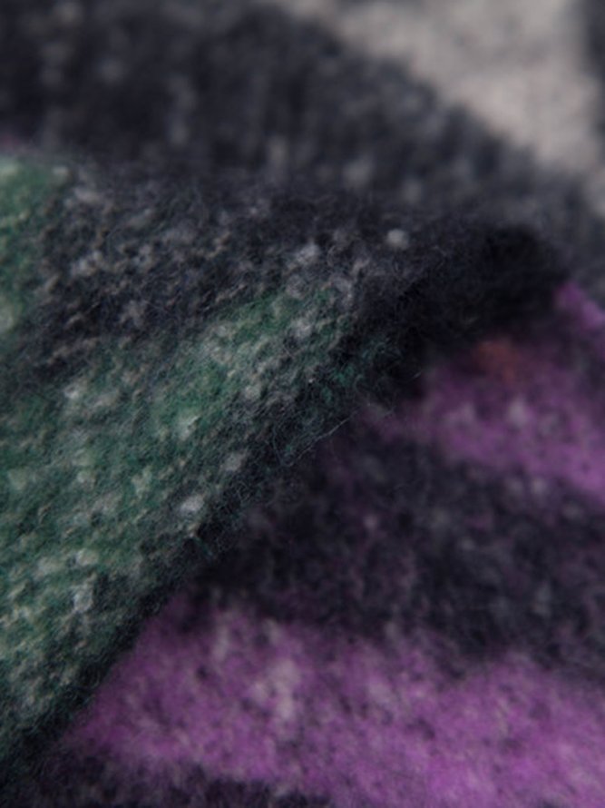 Yarn Herringbone Grotesque Color Contrast Pattern Tassel Scarf