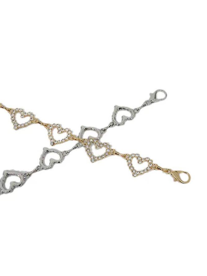 Heart Rhinestone Silver Gold Metal Chain Women's Belt Waist Chain