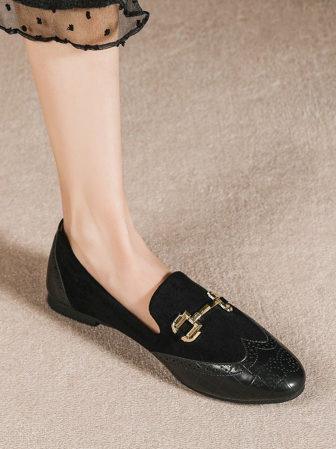 Metal Buckle Engraved Baroque Loafers