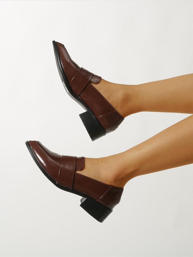 Women Minimalist Brown Urban Slip On Loafers