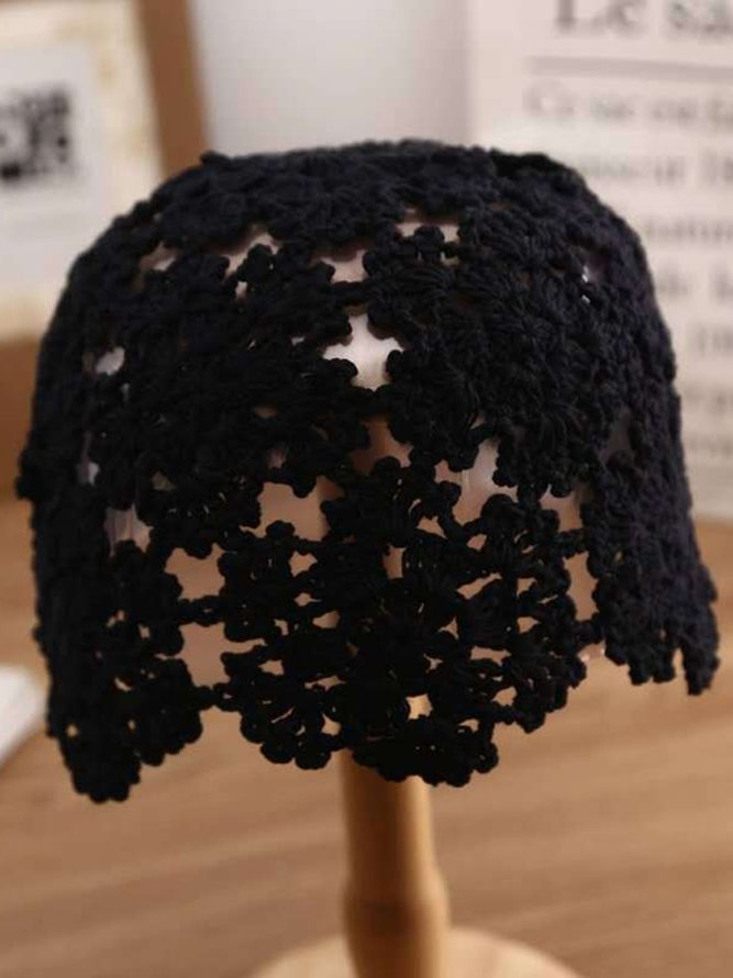 Boho Flower Hollow Out Hand Knitted Beanie Hat