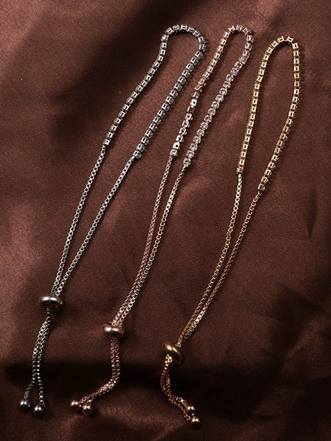 Simple Rhinestone Adjustable Party Chain Bracelets