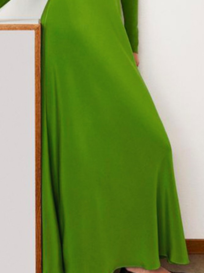 Elegant Turtleneck Long Sleeve Maxi Dress With No Belt