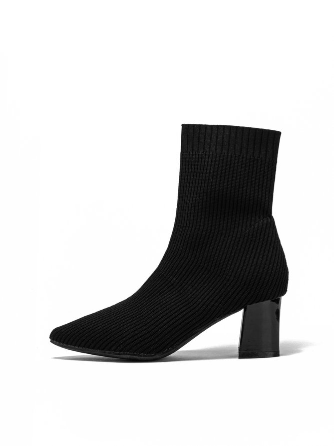 Women Minimalist Chunky Heel Sock Boots