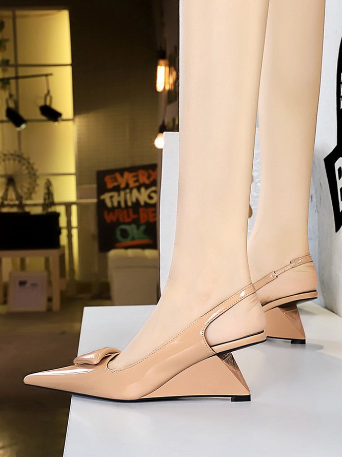Women Fashion Wedge Heel Back Empty Shoes