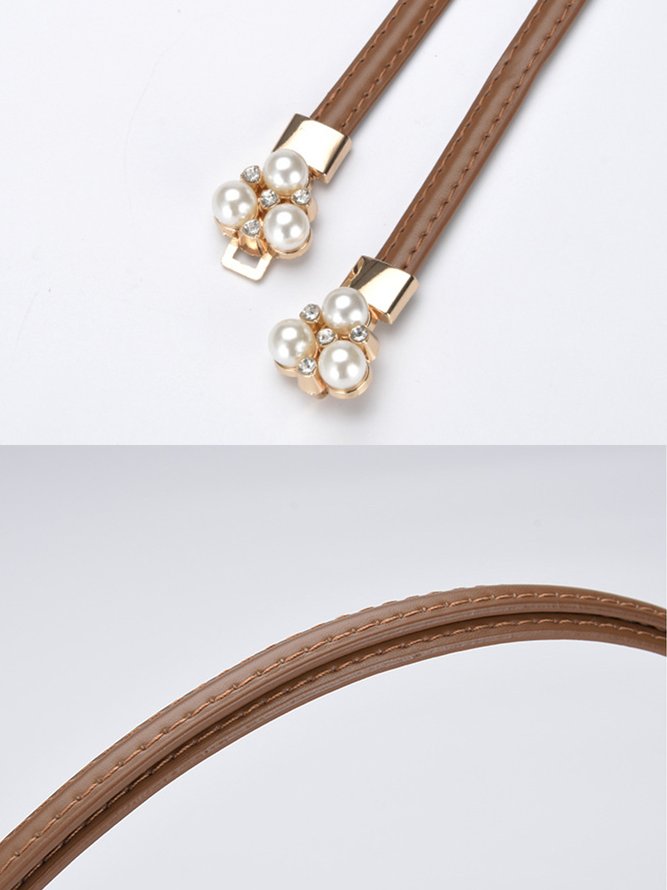 Elegant Imitation Pearls Rhinestone Thin Belt