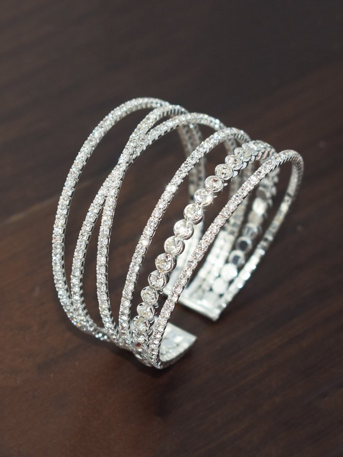 Rhinestone Metal Cuff Bracelet
