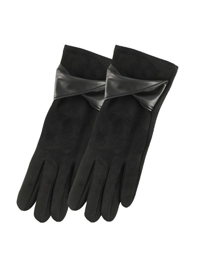 Elegant Bowknot Faux Suede Gloves with Touch Screen