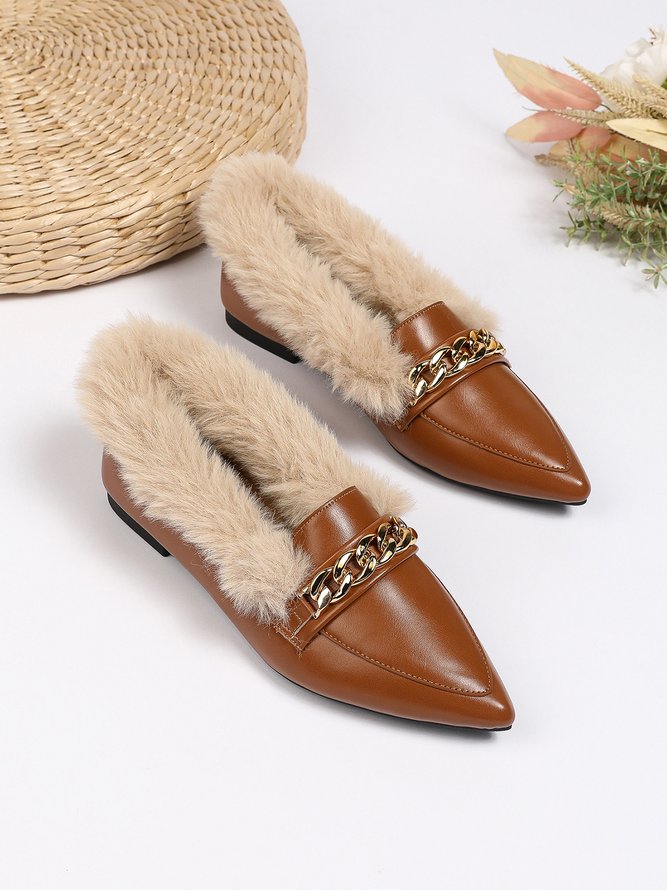 Chain Commuting Warmth Furry Loafers