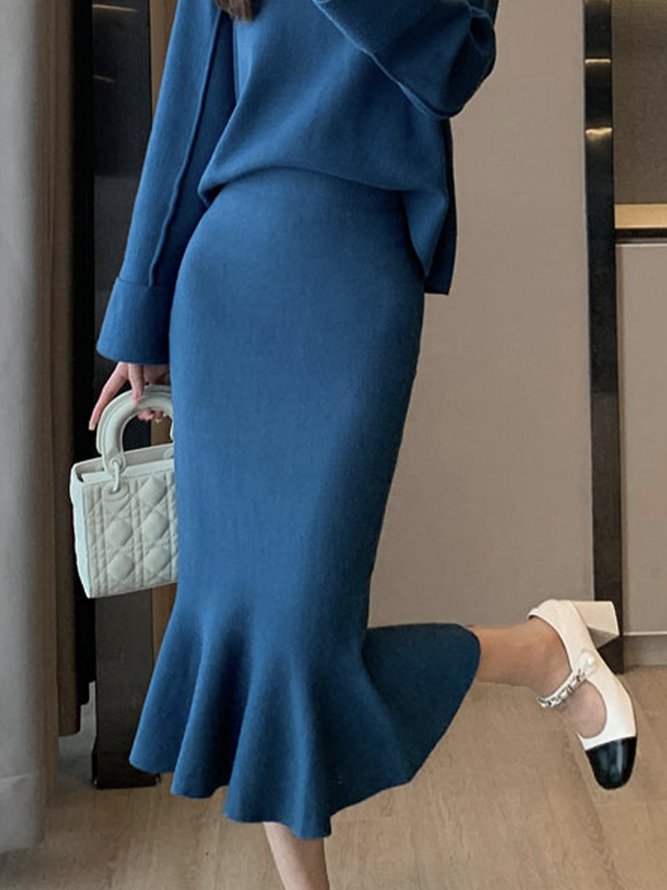 Acrylic Plain Elegant Regular Fit Skirt