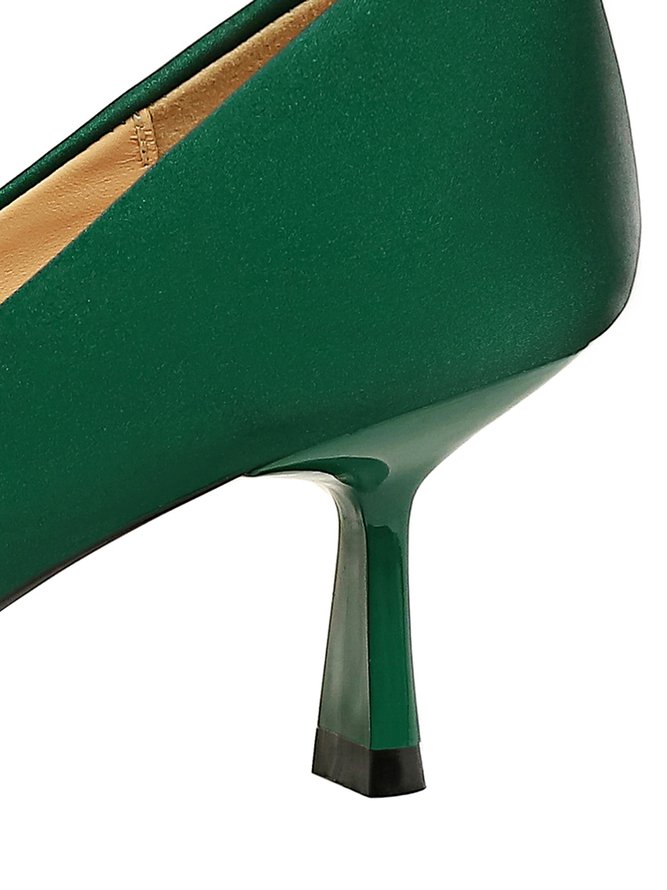 Elegant Solid Color Satin Shaped Heel Pumps