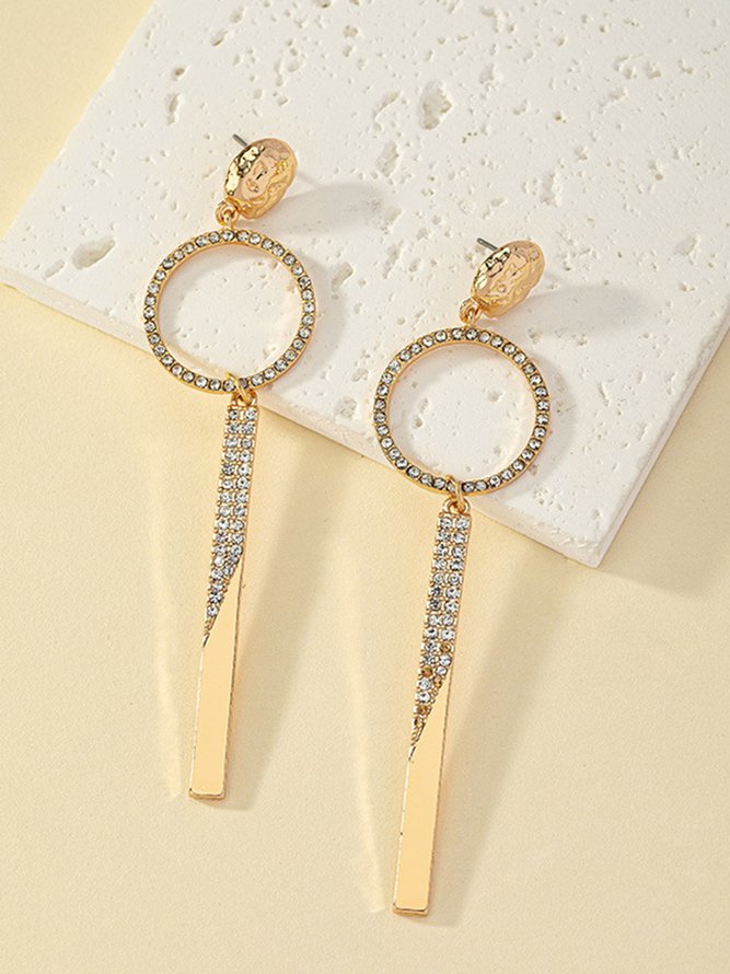 Geometric Rhinestone Dangle Earrings Suit for Party and Wedding