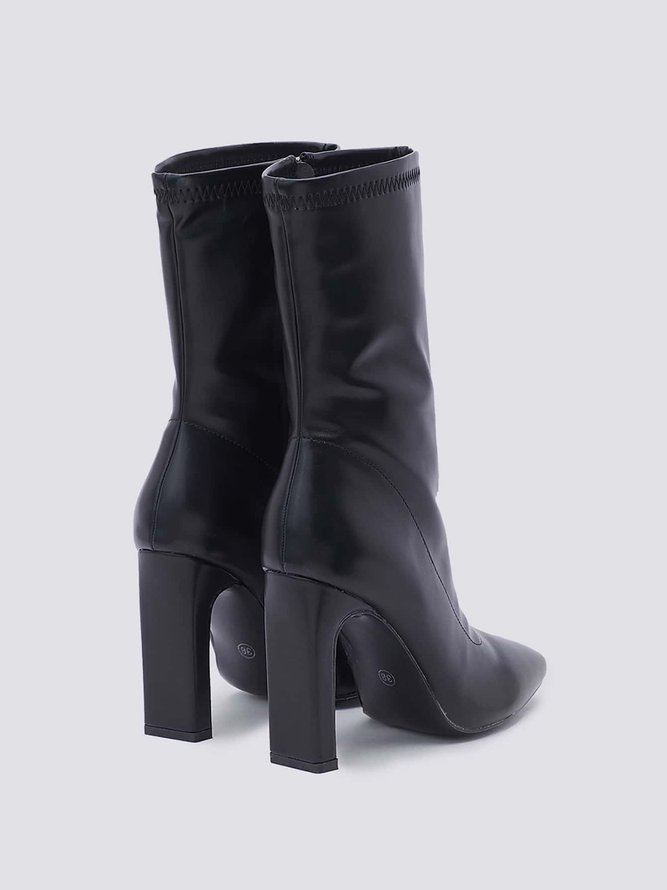 Elegant Square Toe Chunky Heel Boots With Side Zipper
