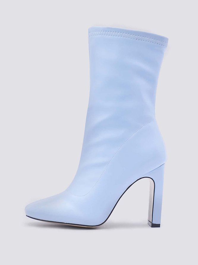 Elegant Square Toe Chunky Heel Boots With Side Zipper