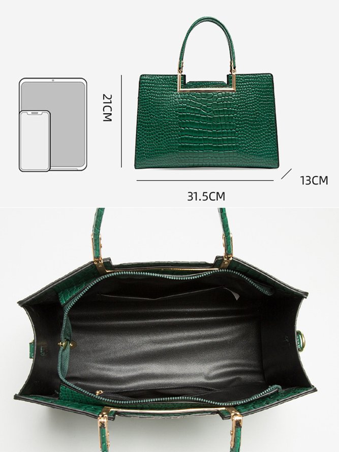 Large Capacity Crocodile Embossed Handbag Commuting Square Crossbody Bag