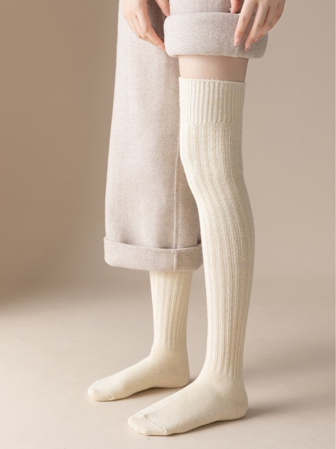 1pair Women High-Elastic Comfy Wool-Blend Over the Knee Socks