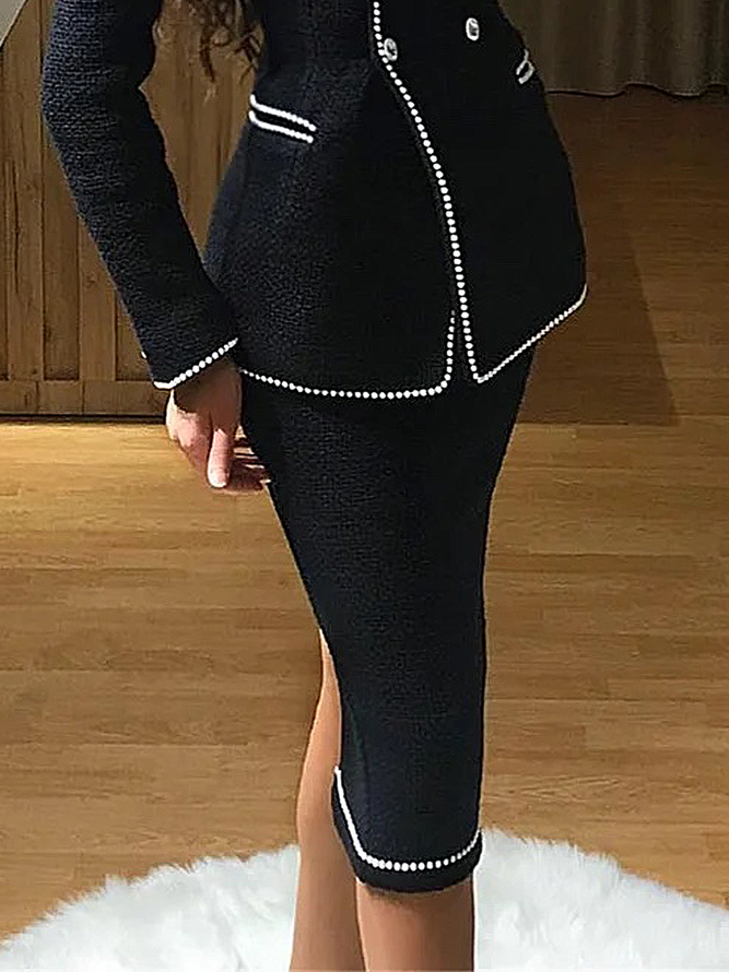 Color Block Elegant Regular Fit Midi Skirt