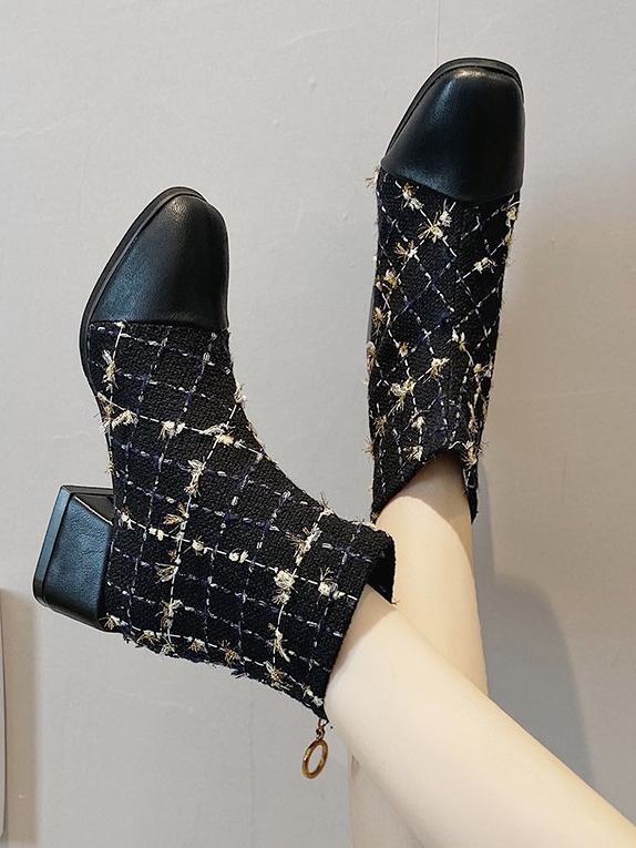 Geometric Fabric Fashion Boots