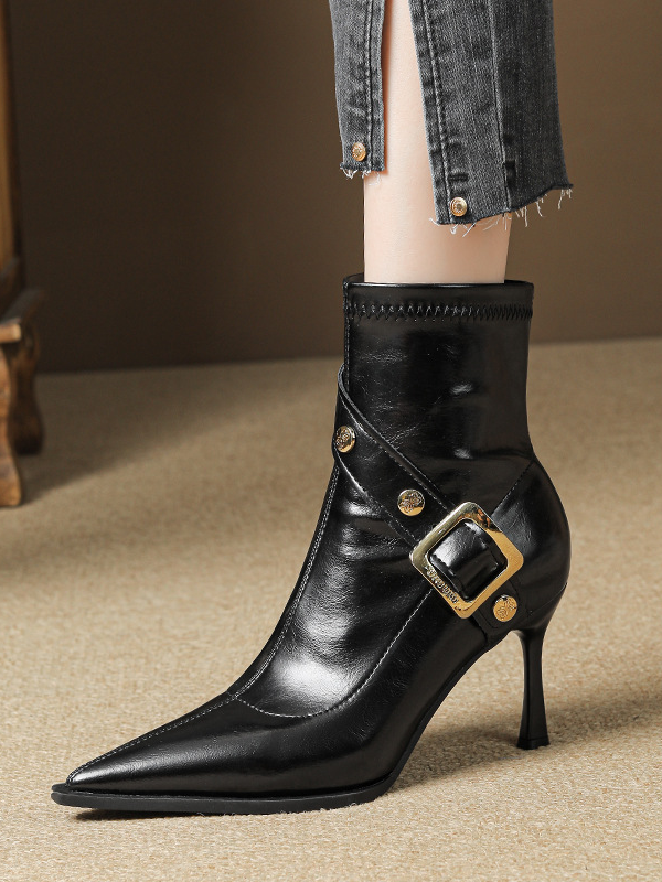 Stiletto Heel Leather Fashion Boots