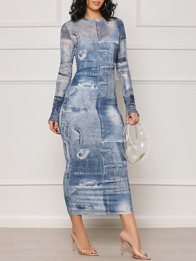 Urban Crew Neck Regular Fit Abstract Print Dress