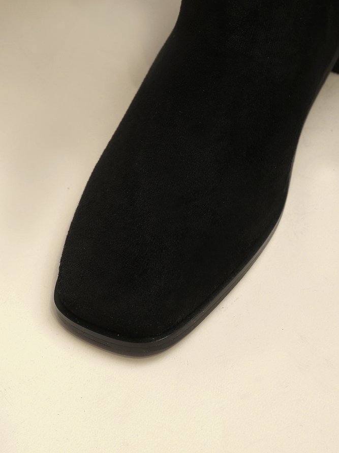 Elegant Imitation Pearl Square Toe Slip On Slouch Boots