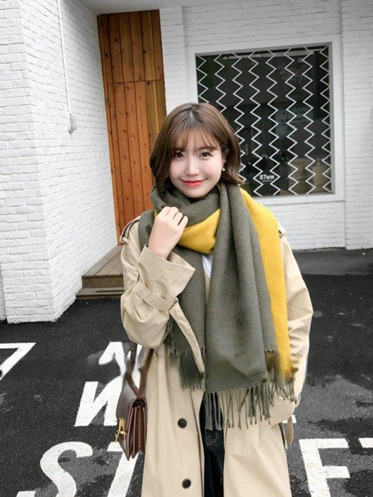 Double-sided color block imitation cashmere warm scarf
