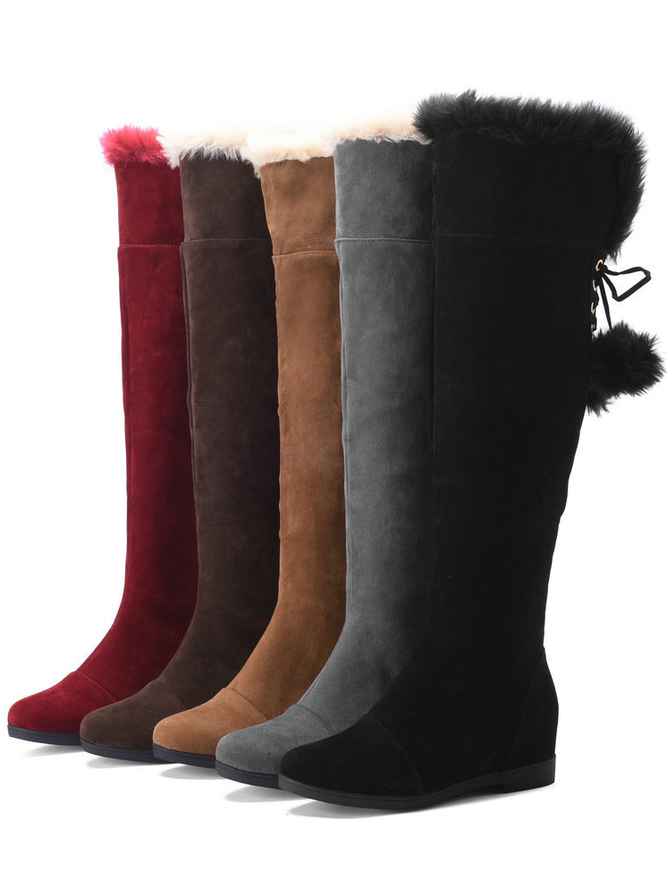 Winter Casual Plain Cotton-Padded Boots