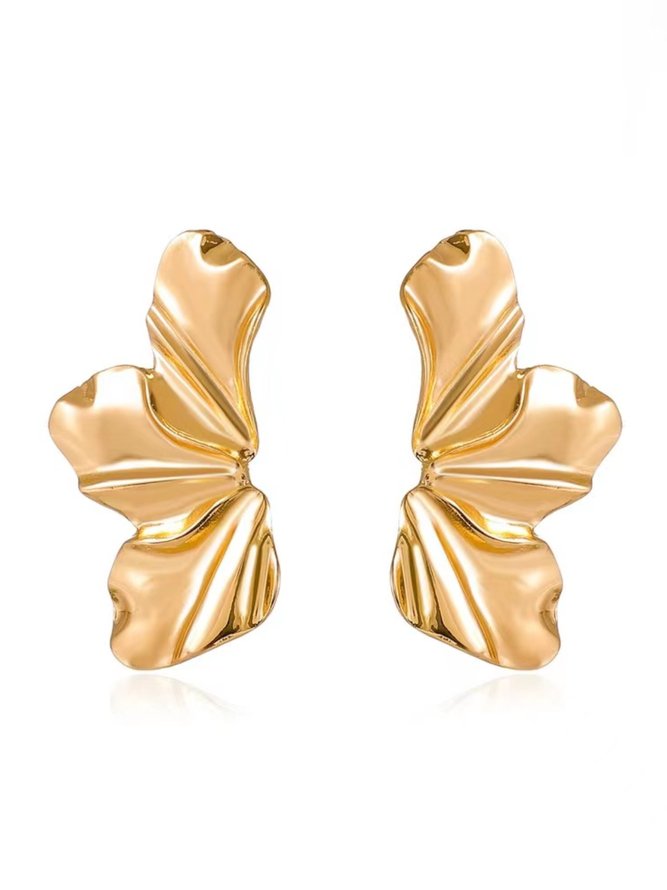Elegant Golden Irregular Petal Earrings