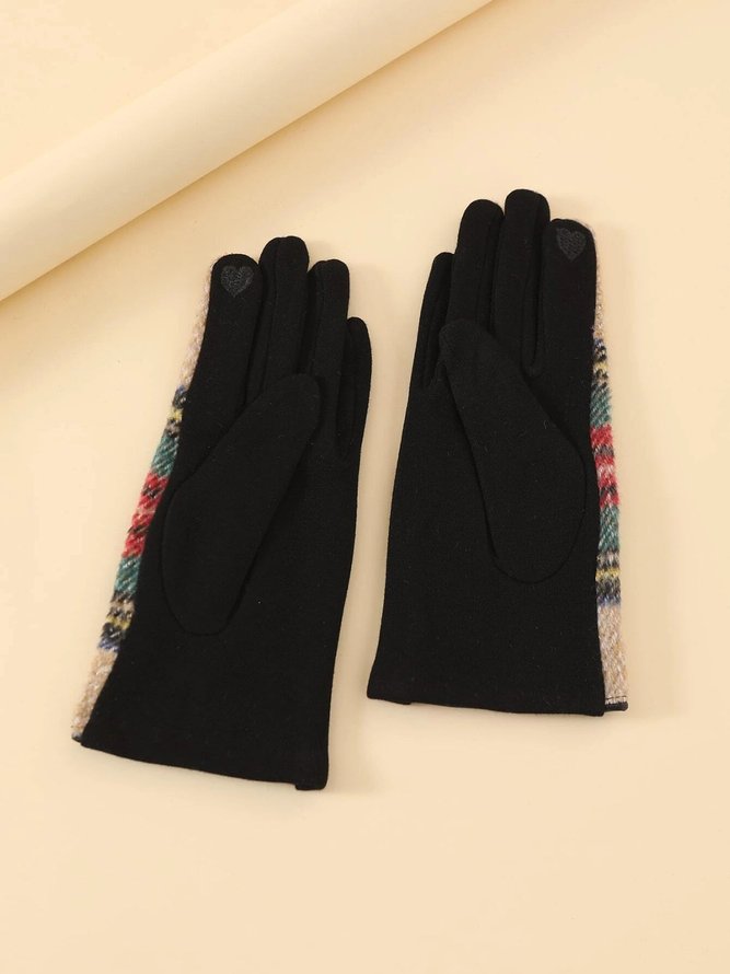 Women Christmas Plaid Imitation Cashmere Gloves
