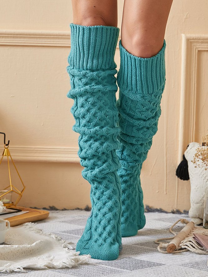 Argyle Knitted Household Over the Knee Socks