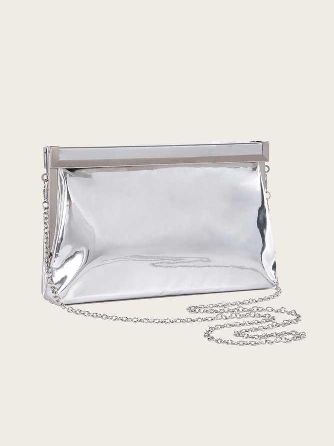Women Minimalist Party Magnetic Square Clutch Bag with Chain Strap