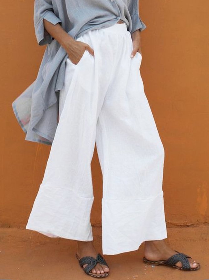 Women Casual Plain Spring/Fall Loose Mid Waist Wide leg pants Long H-Line Regular Fashion Pants-image-16239548