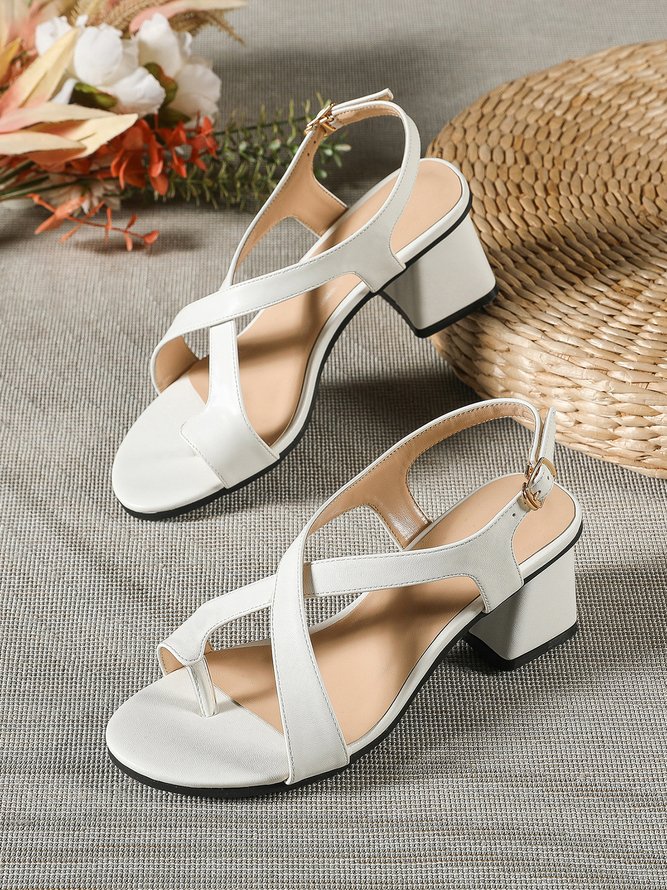 Plain Summer Urban Daily PU Pu Thong Sandals Rubber Adjustable Buckle Sandals for Women-image-16239893