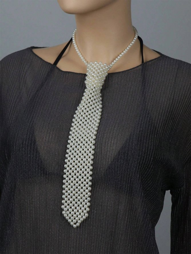 Plain All Season Elegant Party Statement Necklaces Pearl Necklaces for Women-image-16239989