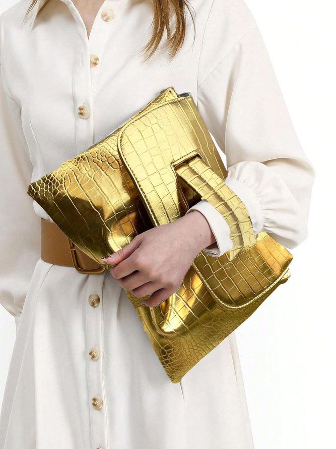 Women Plain All Season Urban Embossed Polyester Magnetic Daily PU Square Clutch Bags-image-16239965