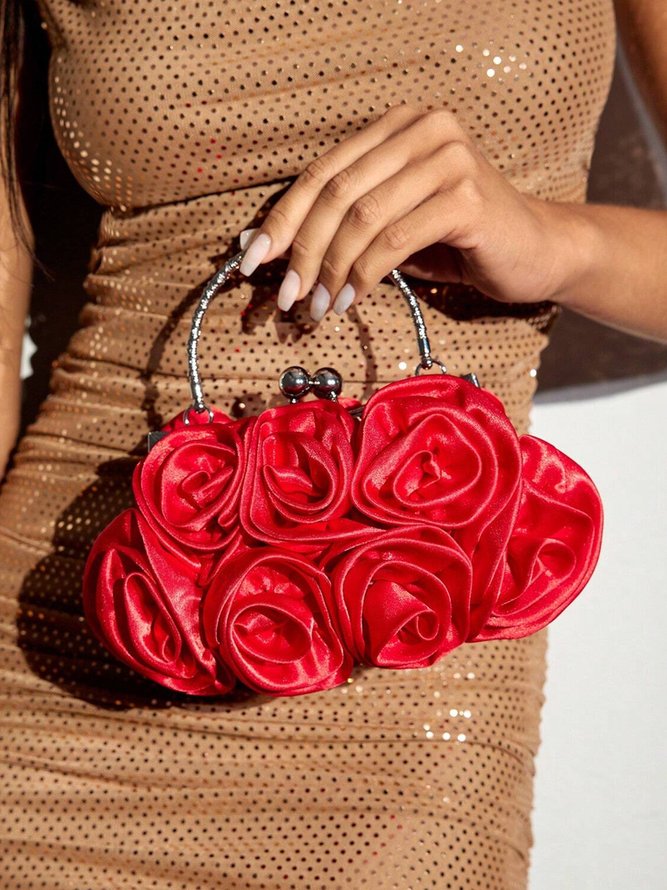 Women Floral All Season Elegant Applique Kiss Lock Party PINS Style Novelty Satin Clutch Bags-image-16239953