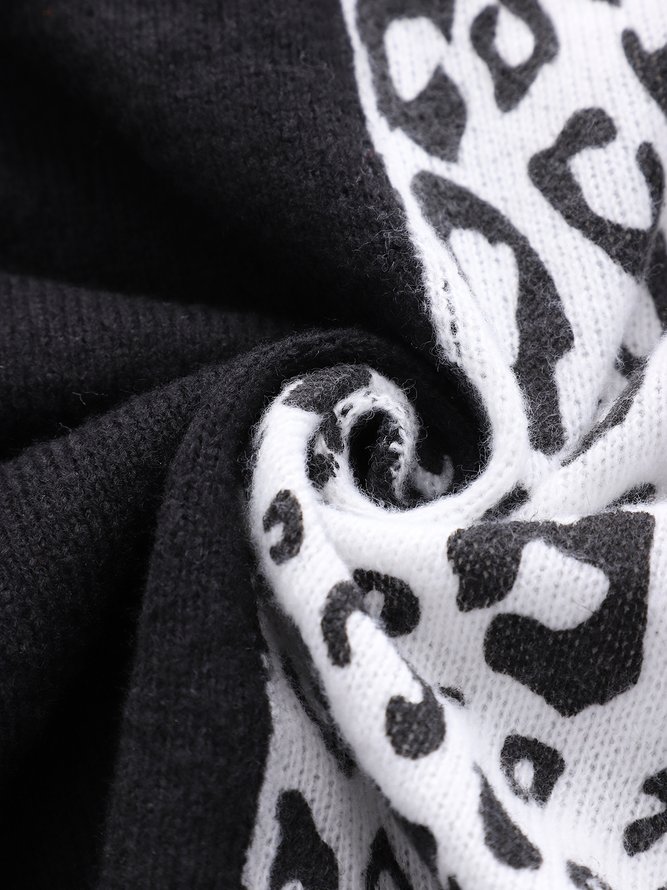 Leopard Casual Long Sleeve Shift Sweater