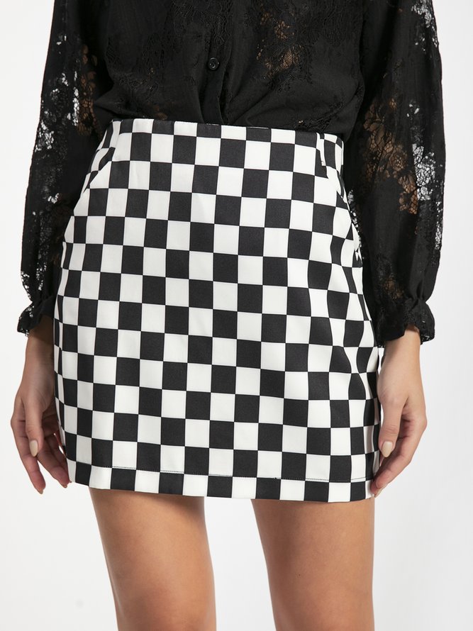 Casual Grid A LineA Short Skirt
