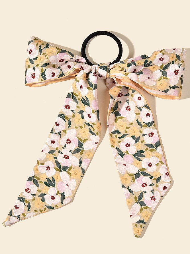 Flower double-sided tied hair ribbon Hair Accessory
