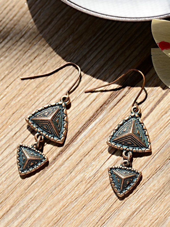 Retro literary metal geometric triangle earrings
