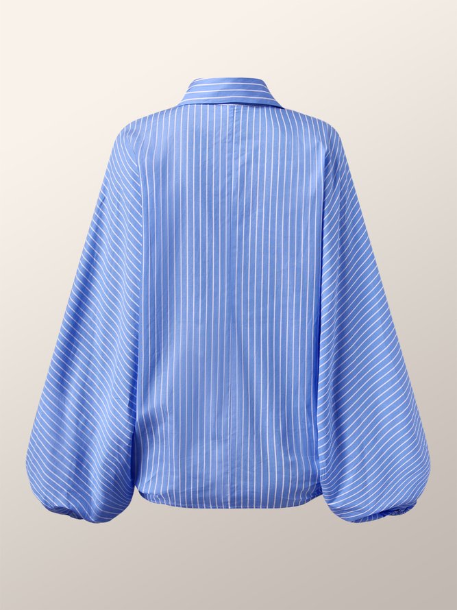 Fall Spring Long Sleeve Simple Shift Shirt Collar Daily Tops
