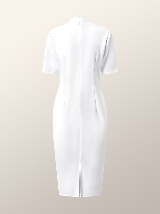 Plain Skinny Elegant Short Sleeve Knit Midi Dress