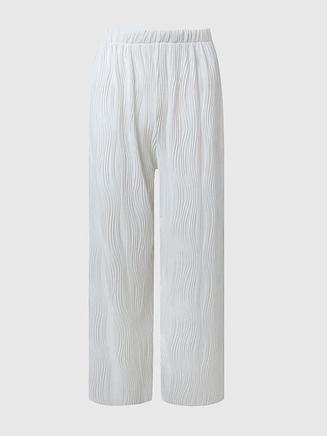 Solid Casual Textured Pants
