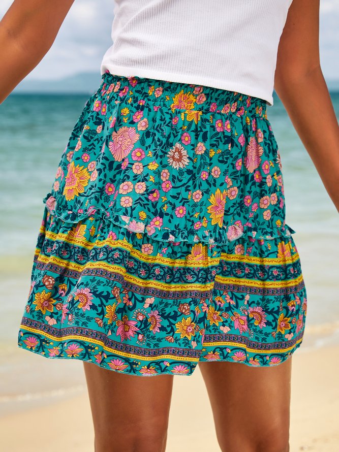 A-Line Floral Holiday Skirt