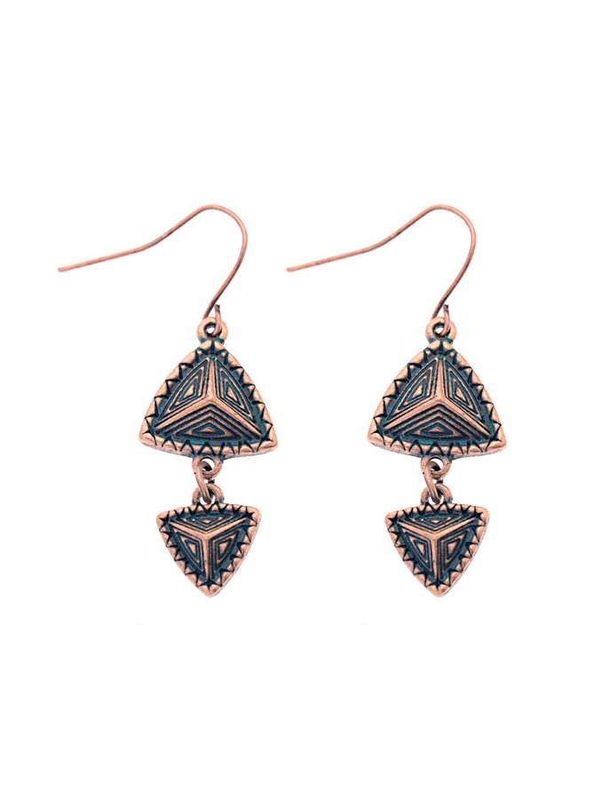 Retro literary metal geometric triangle earrings