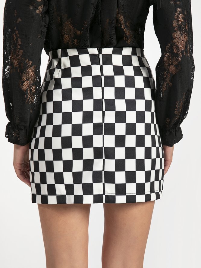 Casual Grid A LineA Short Skirt