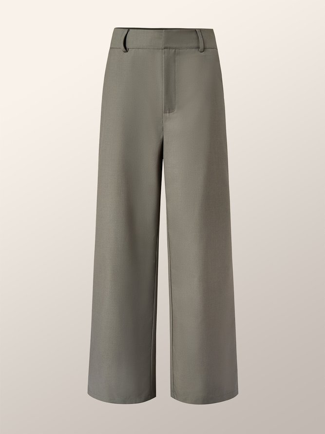 Elegant Regular Fit Solid Work Pants
