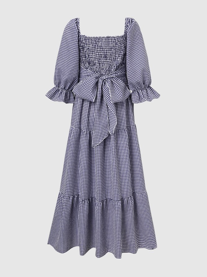 Checked/Plaid Regular Fit Elegant Weaving Dress