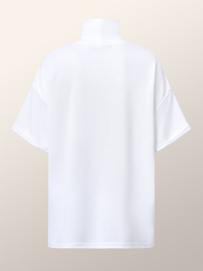 Basics Stand Collar Short Sleeve T-Shirt