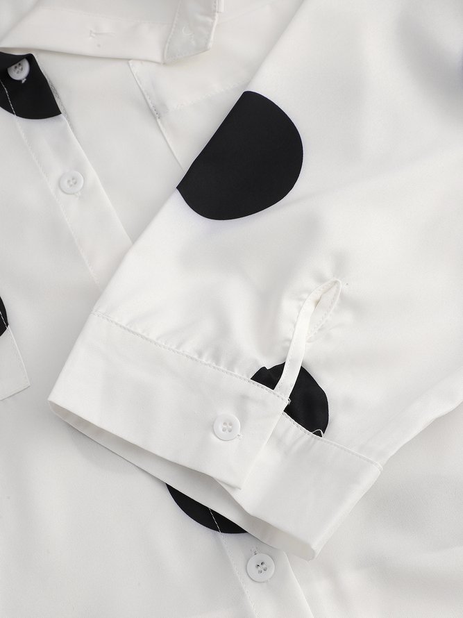 Stylewe Shirt Collar Polka Dots Shift Elegant Top